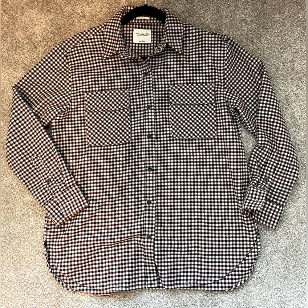 Abercrombie & Fitch Brown and Navy plaid oversized button down.